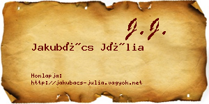Jakubács Júlia névjegykártya